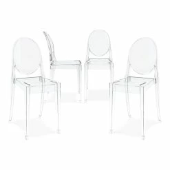 Buy 😀 Aron Living 18.5" Mid-Century Plastic Crystal Dining Chairs In Clear (Set Of 4) 😉