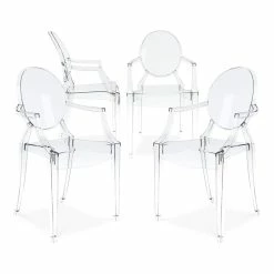 Promo 🎁 Aron Living 18.5" Durable Seat Plastic Crystal Armchairs In Clear (Set Of 4) 👍