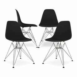 Best deal ✔️ Aron Living Tower 17" Plastic And Chrome Steel Dining Chairs In Black (Set Of 4) 💯