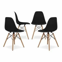 Buy 🧨 Aron Living Pyramid 17.5" Plastic And Wood Dining Chairs In Black (Set Of 4) 🌟