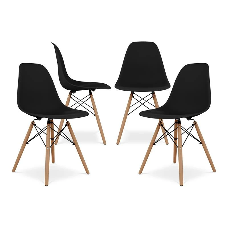 Buy ๐งจ Aron Living Pyramid 17.5" Plastic And Wood Dining Chairs In Black (Set Of 4) ๐ 3 Buy ๐งจ Aron Living Pyramid 17.5" Plastic And Wood Dining Chairs In Black (Set Of 4) ๐