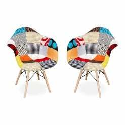 Discount 😍 Aron Living Pyramid 17.5" Cotton And Wood Armchairs In Multi-Color (Set Of 2) ⭐
