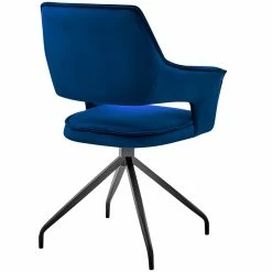 Promo 🎉 Armen Living Hadley Dining Room Accent Chair In Blue Velvet With Black Finish 🥰 -Cheap Office Chairs Store 2221599 13 L