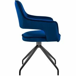 Promo 🎉 Armen Living Hadley Dining Room Accent Chair In Blue Velvet With Black Finish 🥰 -Cheap Office Chairs Store 2221599 14 L