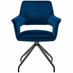 Promo 🎉 Armen Living Hadley Dining Room Accent Chair In Blue Velvet With Black Finish 🥰 -Cheap Office Chairs Store 2221599 15 L