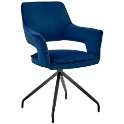 Promo 🎉 Armen Living Hadley Dining Room Accent Chair In Blue Velvet With Black Finish 🥰