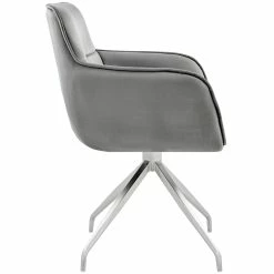 Discount 🧨 Armen Living Noah Dining Chair In Grey Velvet And Brushed Stainless Steel Finish 🥰 -Cheap Office Chairs Store 2221608 11 L