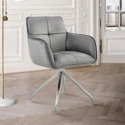 Discount 🧨 Armen Living Noah Dining Chair In Grey Velvet And Brushed Stainless Steel Finish 🥰 -Cheap Office Chairs Store 2221608 14 L