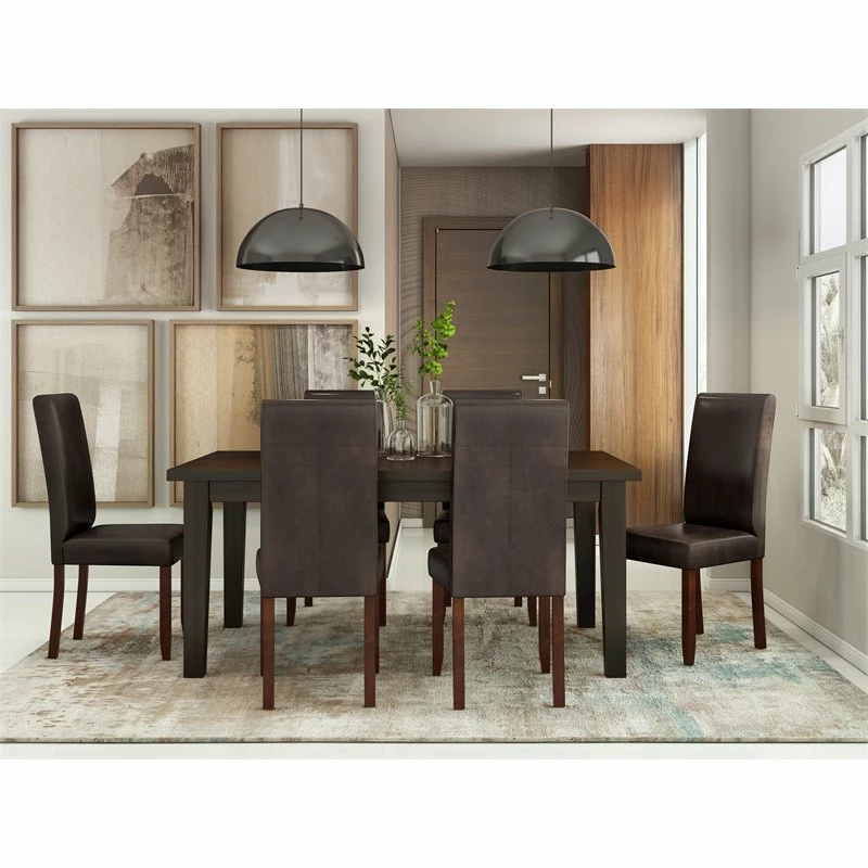 Deals 😉 Simpli Home Acadian Transitional Parson Dining Chair (Set Of 2) In Distressed Brown Faux Leather ✨ 4 Deals 😉 Simpli Home Acadian Transitional Parson Dining Chair (Set Of 2) In Distressed Brown Faux Leather ✨ - Image 2