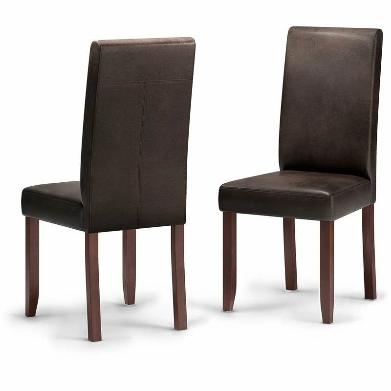 Deals 😉 Simpli Home Acadian Transitional Parson Dining Chair (Set Of 2) In Distressed Brown Faux Leather ✨ 3 Deals 😉 Simpli Home Acadian Transitional Parson Dining Chair (Set Of 2) In Distressed Brown Faux Leather ✨