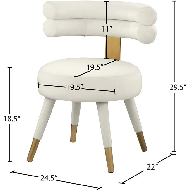 Wholesale ✔️ Meridian Furniture Fitzroy Cream Velvet Dining Chair (Set Of 2) ⌛ 9 Wholesale ✔️ Meridian Furniture Fitzroy Cream Velvet Dining Chair (Set Of 2) ⌛ - Image 7