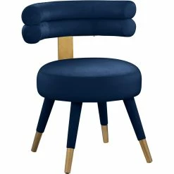 Discount 😍 Meridian Furniture Fitzroy Navy Velvet Dining Chair (Set Of 2) 🔥 -Cheap Office Chairs Store 2229338 3 L