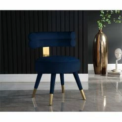 Discount 😍 Meridian Furniture Fitzroy Navy Velvet Dining Chair (Set Of 2) 🔥 -Cheap Office Chairs Store 2229338 6 L