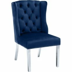 Budget 🌟 Meridian Furniture Suri Navy Velvet Dining Chair (Set Of 2) ✔️ -Cheap Office Chairs Store 2229345 2 L