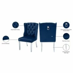 Budget 🌟 Meridian Furniture Suri Navy Velvet Dining Chair (Set Of 2) ✔️ -Cheap Office Chairs Store 2229345 7 L
