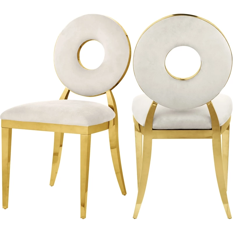 Outlet ๐ฏ Meridian Furniture Carousel Cream Velvet Dining Chair (Set Of 2) ๐ 3 Outlet ๐ฏ Meridian Furniture Carousel Cream Velvet Dining Chair (Set Of 2) ๐