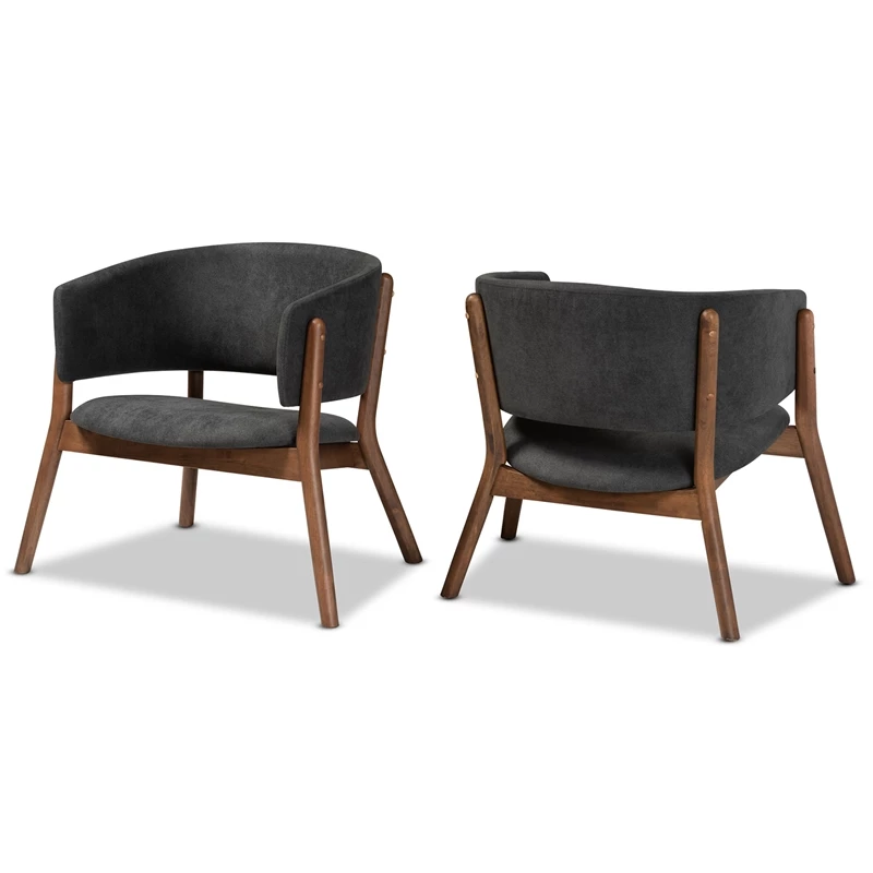 Deals ๐ Baxton Studio Baron Dark Grey Fabric And Brown Finished Wood 2-Piece Chair Set ๐ 5 Deals ๐ Baxton Studio Baron Dark Grey Fabric And Brown Finished Wood 2-Piece Chair Set ๐ - Image 3