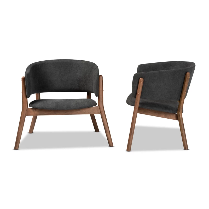 Deals ๐ Baxton Studio Baron Dark Grey Fabric And Brown Finished Wood 2-Piece Chair Set ๐ 6 Deals ๐ Baxton Studio Baron Dark Grey Fabric And Brown Finished Wood 2-Piece Chair Set ๐ - Image 4