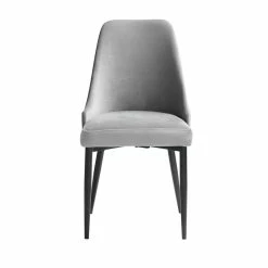 Deals 😉 Lexicon Keene 20" Mid-Century Velvet Dining Room Side Chair In Gray (Set Of 2) 🎉 -Cheap Office Chairs Store 2251313 3 L