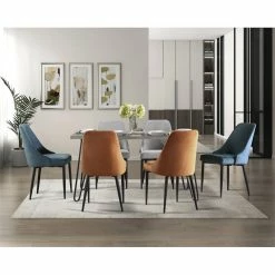 Deals 😉 Lexicon Keene 20" Mid-Century Velvet Dining Room Side Chair In Gray (Set Of 2) 🎉 -Cheap Office Chairs Store 2251313 6 L