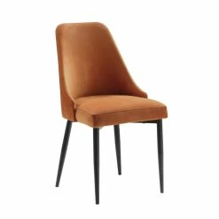 Promo 🤩 Lexicon Keene 20" Mid-Century Velvet Dining Room Side Chair In Orange (Set Of 2) 🎉 -Cheap Office Chairs Store 2251314 2 L