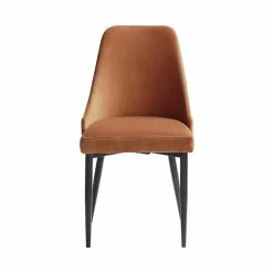 Promo 🤩 Lexicon Keene 20" Mid-Century Velvet Dining Room Side Chair In Orange (Set Of 2) 🎉 -Cheap Office Chairs Store 2251314 3 L