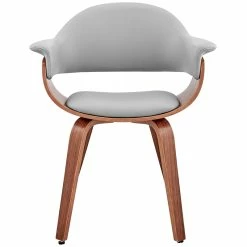 Outlet ❤️ Armen Living Adalyn Gray Faux Leather And Walnut Wood Dining Room Accent Chair 😍 -Cheap Office Chairs Store 2256160 1 L