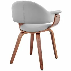 Outlet ❤️ Armen Living Adalyn Gray Faux Leather And Walnut Wood Dining Room Accent Chair 😍 -Cheap Office Chairs Store 2256160 3 L