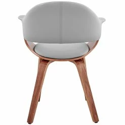 Outlet ❤️ Armen Living Adalyn Gray Faux Leather And Walnut Wood Dining Room Accent Chair 😍 -Cheap Office Chairs Store 2256160 4 L