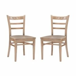 Best Sale โ Linon Sloan Solid Wood Commercial Grade Set Of Two Chairs In Natural ๐