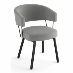 Wholesale 🔔 Amisco Corey Polyester And Metal Dining Chair In Heather Light Gray/Black 🥰