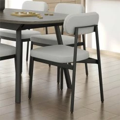 Best Pirce 💯 Amisco Orly Polyester And Metal Dining Chair In Pale Gray Beige/Black 😍 -Cheap Office Chairs Store 2257625 2 L