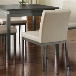 Cheapest ✨ Amisco Perry Faux Leather And Metal Dining Chair (Set Of 2) In Cream/Glossy Gray 👍 -Cheap Office Chairs Store 2257644 2 L