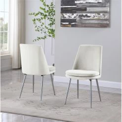 Wholesale 🧨 Best Master Furniture Best Master Sandler Beige Velvet Upholstered Side Chairs (Set Of 2) 🤩 -Cheap Office Chairs Store 2296579 2 L