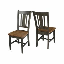 Best Pirce 🤩 International Concepts San Remo Solid Wood Splatback Chair - Set Of 2 Chairs In Hickory/Washed Coal 🔥 -Cheap Office Chairs Store 2297540 16 L