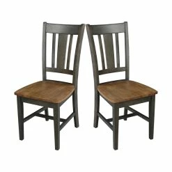 Best Pirce 🤩 International Concepts San Remo Solid Wood Splatback Chair - Set Of 2 Chairs In Hickory/Washed Coal 🔥 -Cheap Office Chairs Store 2297540 19 L