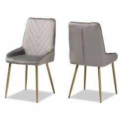 Brand new ✨ Baxton Studio Priscilla Gray And Gold Finished Metal Dining Chair (Set Of 2) ✔️