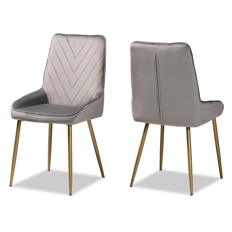 Brand new ✨ Baxton Studio Priscilla Gray And Gold Finished Metal Dining Chair (Set Of 2) ✔️ 2 Brand new ✨ Baxton Studio Priscilla Gray And Gold Finished Metal Dining Chair (Set Of 2) ✔️