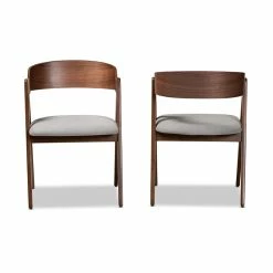 Best Pirce 🥰 Baxton Studio Danton Grey And Brown Finished Wood Dining Chair (Set Of 2) 🥰 -Cheap Office Chairs Store 2302631 3 L