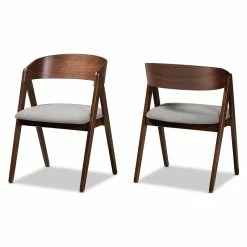 Best Pirce 🥰 Baxton Studio Danton Grey And Brown Finished Wood Dining Chair (Set Of 2) 🥰