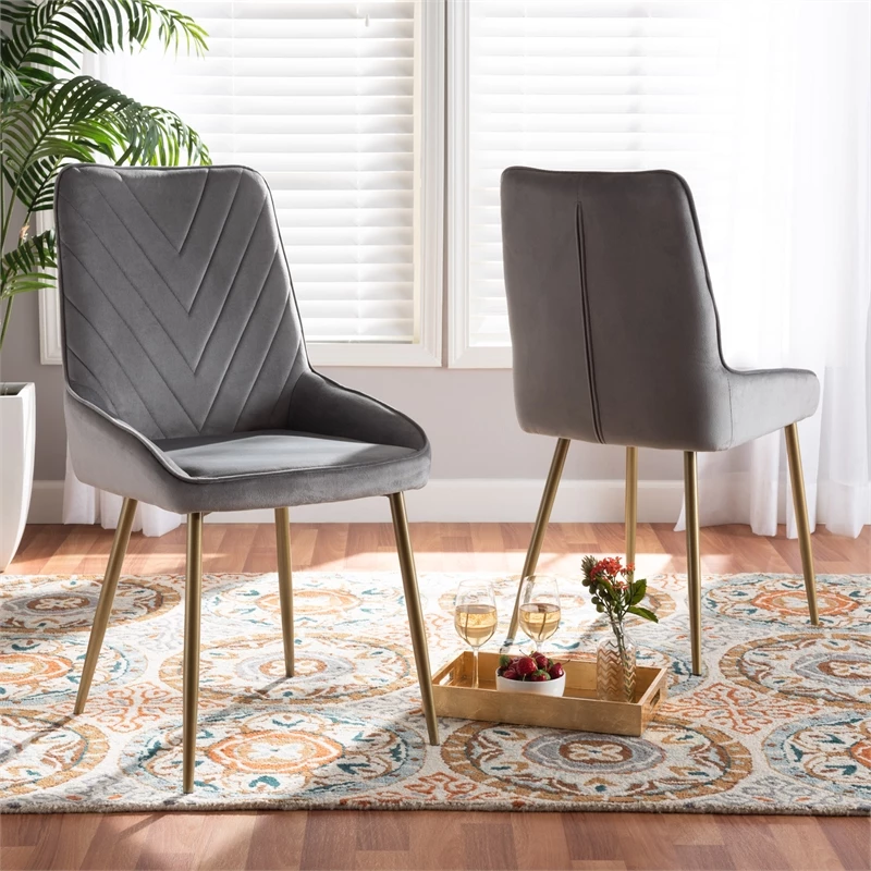 Cheapest 💯 Bowery Hill Modern Gray And Gold Finished Metal 2-Piece Dining Chair Set 🎉 5 Cheapest 💯 Bowery Hill Modern Gray And Gold Finished Metal 2-Piece Dining Chair Set 🎉 - Image 3