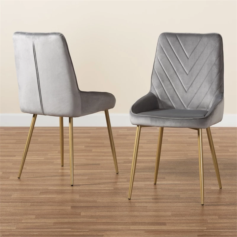 Cheapest 💯 Bowery Hill Modern Gray And Gold Finished Metal 2-Piece Dining Chair Set 🎉 4 Cheapest 💯 Bowery Hill Modern Gray And Gold Finished Metal 2-Piece Dining Chair Set 🎉 - Image 2