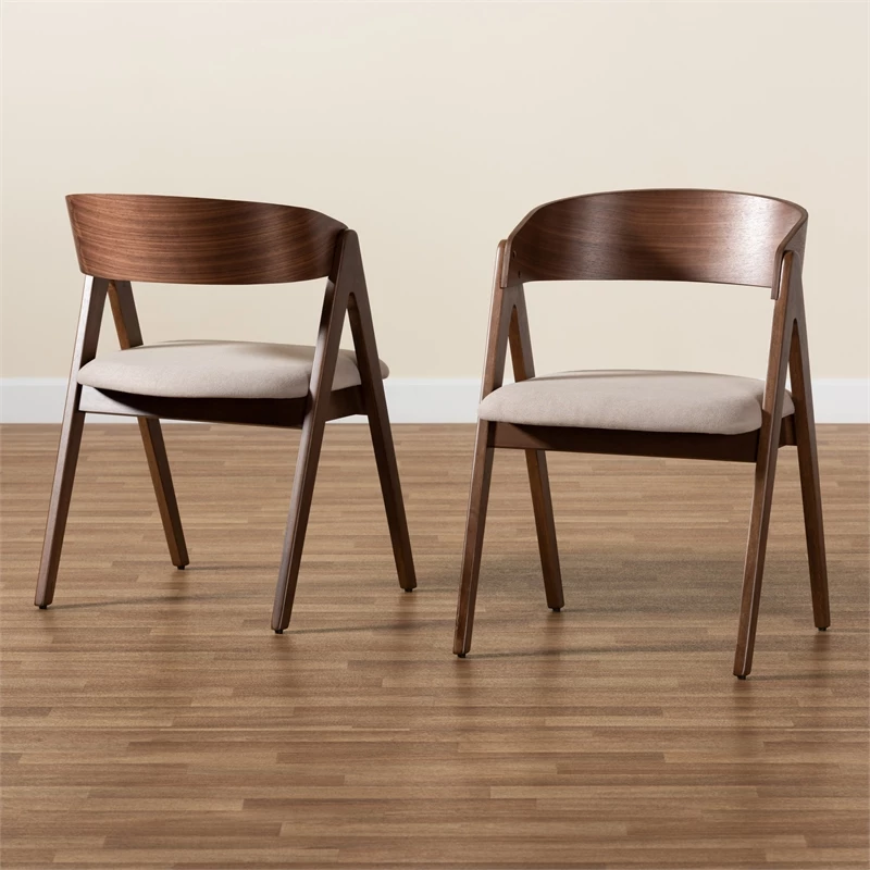 Promo ✨ Bowery Hill Mid Century Beige And Brown Finished Wood 2-Piece Dining Chair Set ⭐ 7 Promo ✨ Bowery Hill Mid Century Beige And Brown Finished Wood 2-Piece Dining Chair Set ⭐ - Image 5