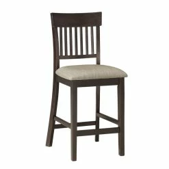 Outlet 😀 Lexicon Balin Counter Height Wood Slat Back Dining Chair Set In Brown (Set Of 2) 🥰 -Cheap Office Chairs Store 2321573 3 L