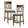 Deals 🥰 Lexicon Balin Counter Height Wood Crossback Dining Chair Set In Oak (Set Of 2) 🥰 -Cheap Office Chairs Store 2321579 L
