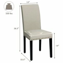 Best reviews of ⌛ Costway Upholstered Fabric Dining Chairs With Nailhead Trim In Beige (Set Of 2) 🛒 -Cheap Office Chairs Store 2326239 11 L