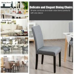 Best Pirce ⭐ Costway Upholstered Fabric Dining Chairs With Nailhead Trim In Gray (Set Of 2) 🎉 -Cheap Office Chairs Store 2326240 10 L