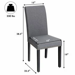 Best Pirce ⭐ Costway Upholstered Fabric Dining Chairs With Nailhead Trim In Gray (Set Of 2) 🎉 -Cheap Office Chairs Store 2326240 11 L