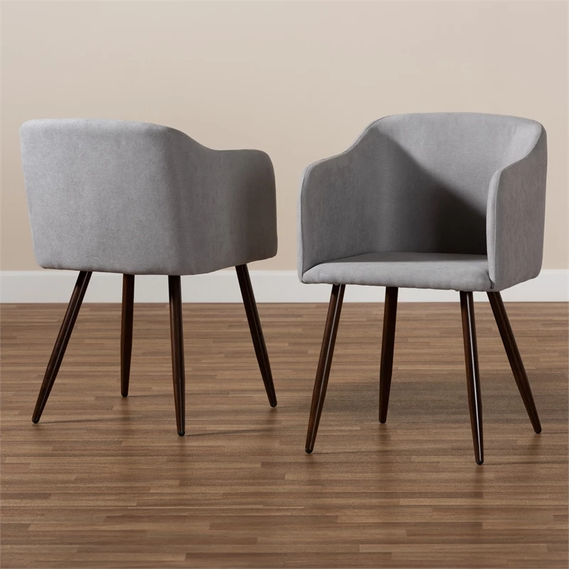 Wholesale ๐ Bowery Hill Grey Upholstered And Walnut Finished 2-Piece Dining Chair Set ๐ 4 Wholesale ๐ Bowery Hill Grey Upholstered And Walnut Finished 2-Piece Dining Chair Set ๐ - Image 2