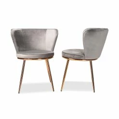 Wholesale 🔔 Baxton Studio Farah Grey And Rose Gold Finished Dining Chair (Set Of 2) 🔥 -Cheap Office Chairs Store 2336040 5 L